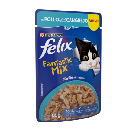 FELIX GATO ADULTO FANTASTIC POUCH MIX POLLO CANGREJO 85 GR Felix Gato Adulto Fantastic Pouch Mix Pollo Cangrejo 85 Gr