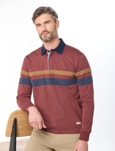 REMERA POLO RAYADA Bordo