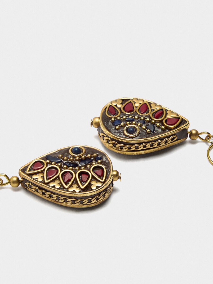 Pendientes Ovalados Con Detalles De Color multicolor