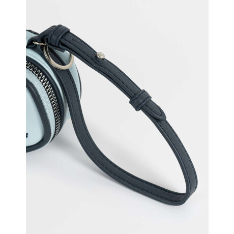 Monedero Negro Con Correa Azul Celeste