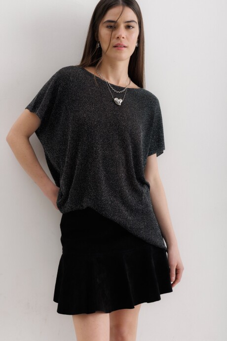 Blusa Athenia Negro Lurex