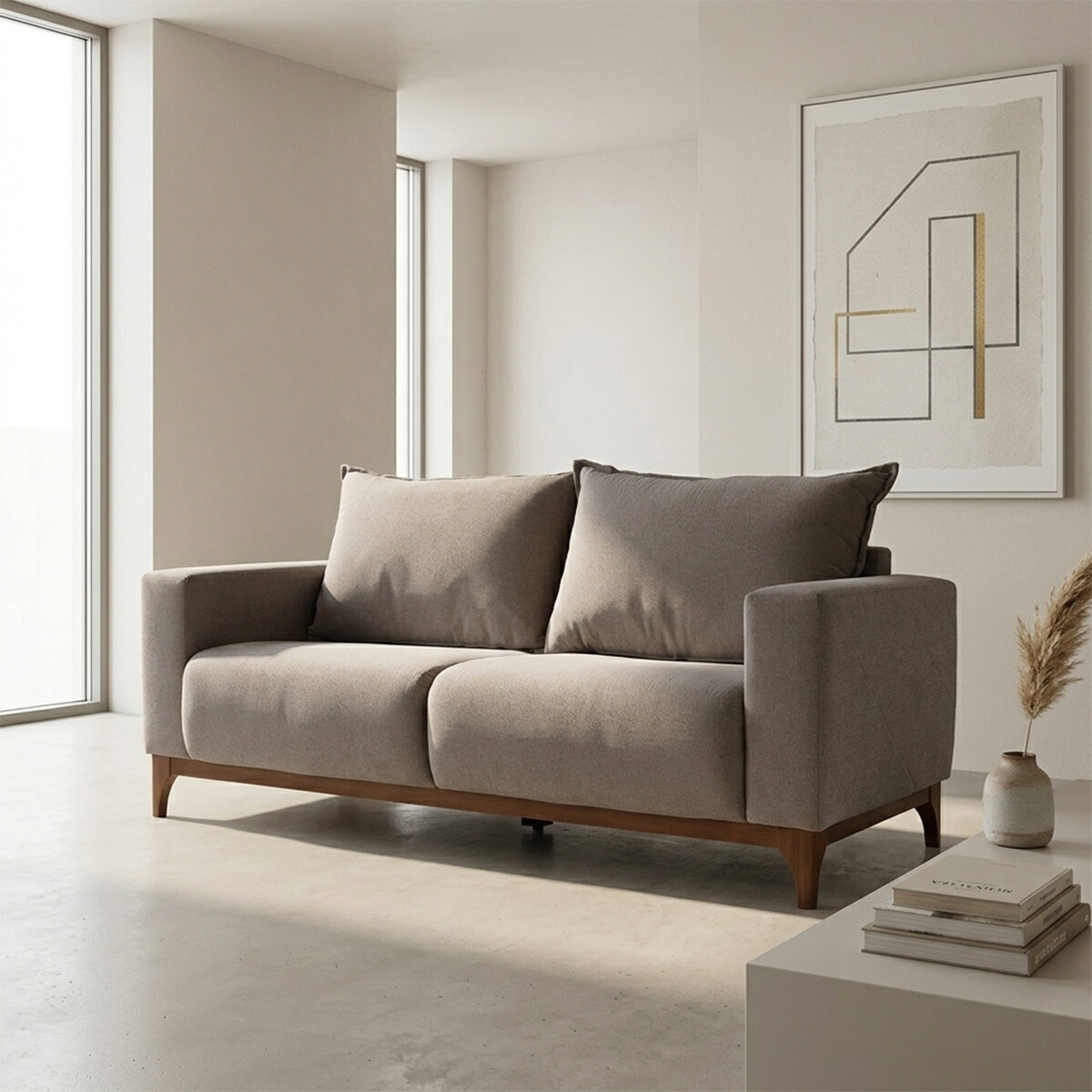 Sofá Oregon - Tela Microfibra - 3 cuerpos - FX4-11 (Tostado) 