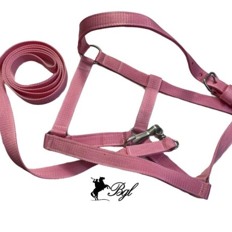 bozal con cabresto de cinta rosado
