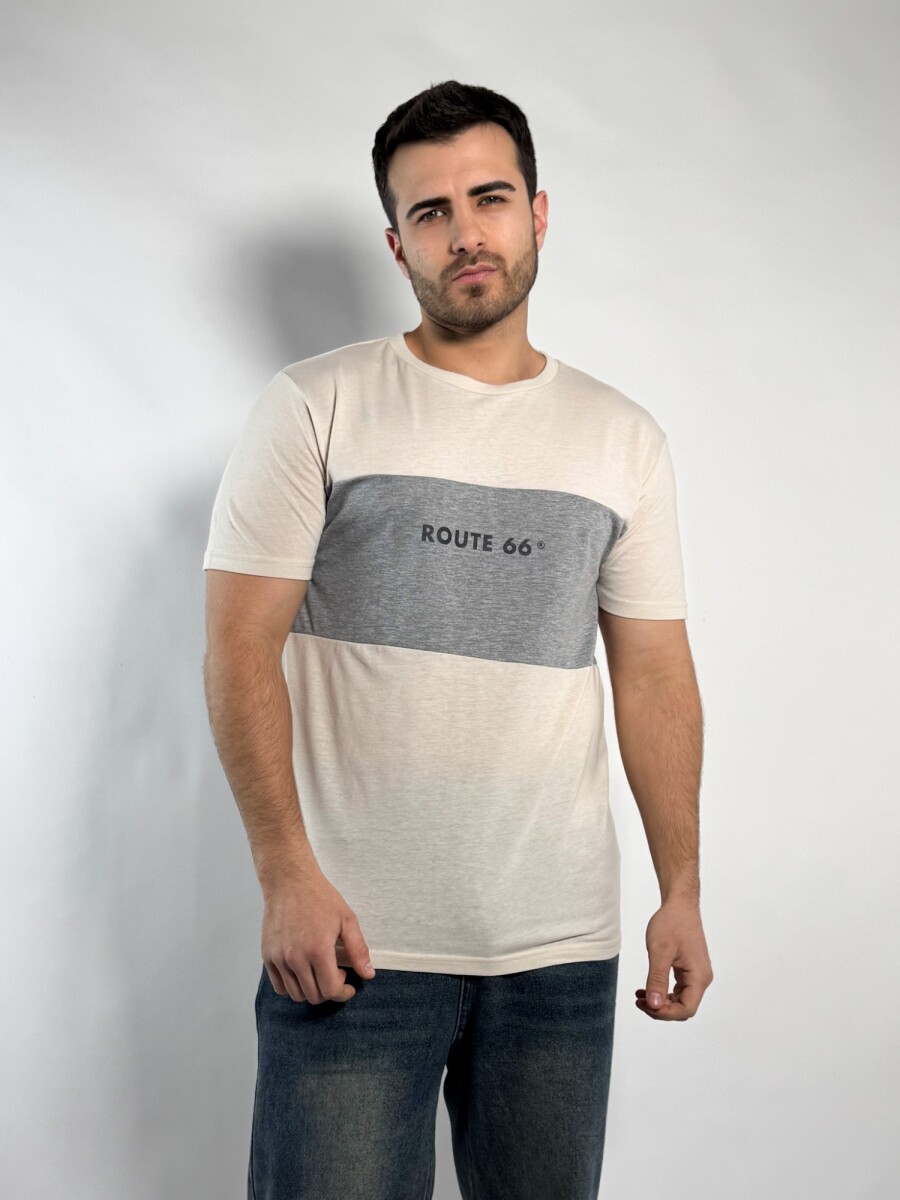 Remera combinada - Beige 