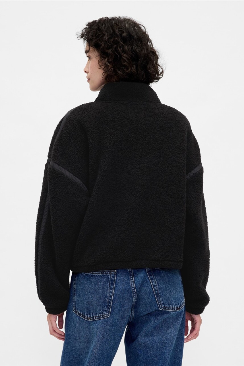 Buzo Polar Medio Cierre Logo Gap Mujer Black 1