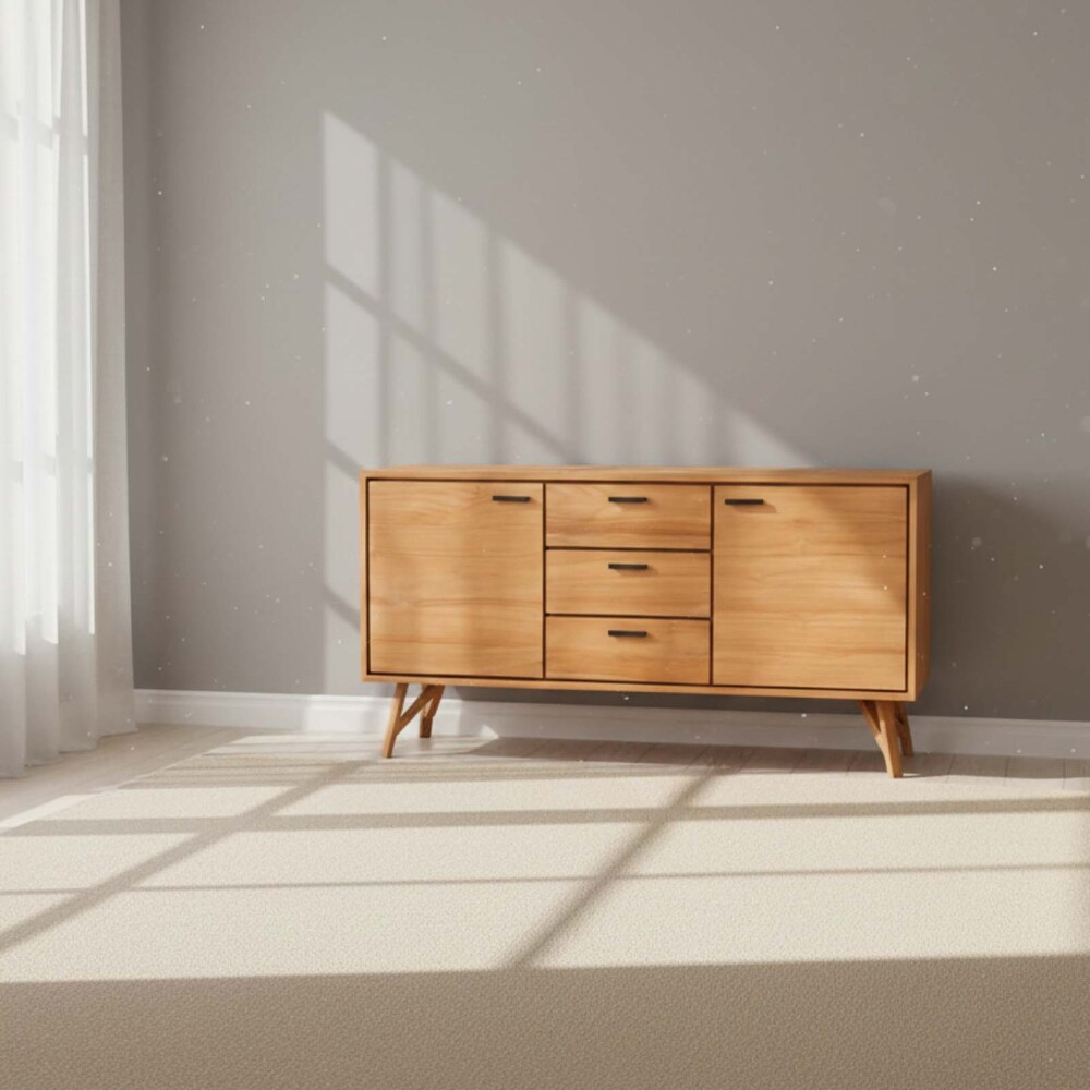 APARADOR MADERA-Y-FIBRA-NATURAL NATURAL-BEIGE MID CENTURY