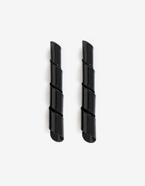 Aros Colgantes Largos Metal Aros Colgantes Largos, Espiral - Negro