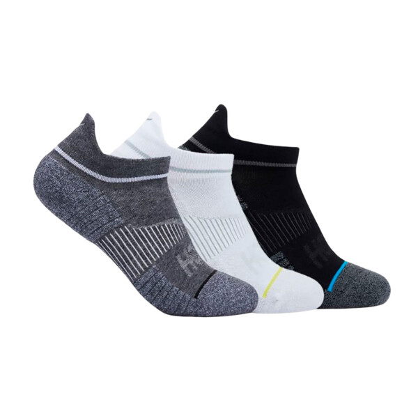 Hoka pack de 3 medias u no-show run blanco/negro/gris Hombre Blanco-Negro