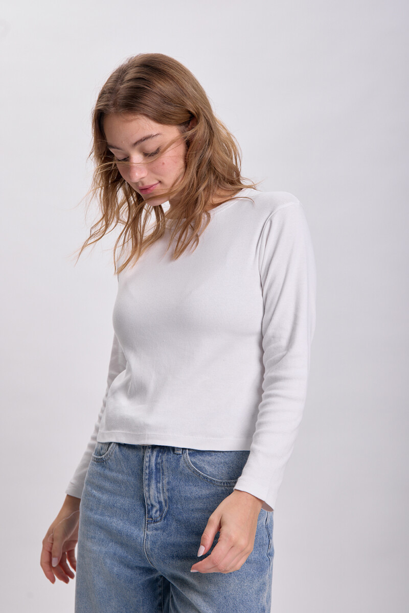 Remera rib manga larga Blanco