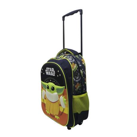 Mochila Infantil 3D Baby Yoda con Carro Tafeta Grande 40 x 30 cm Negro