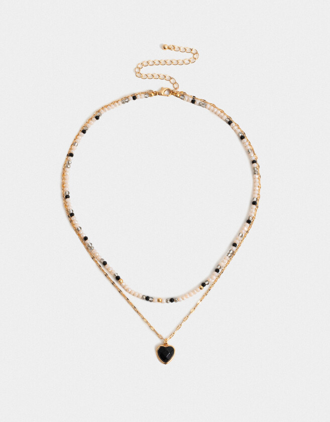 Collares Cortos Con Piedra Natural Collar Corto Bañado En Oro Con Piedra Natural - Dorado