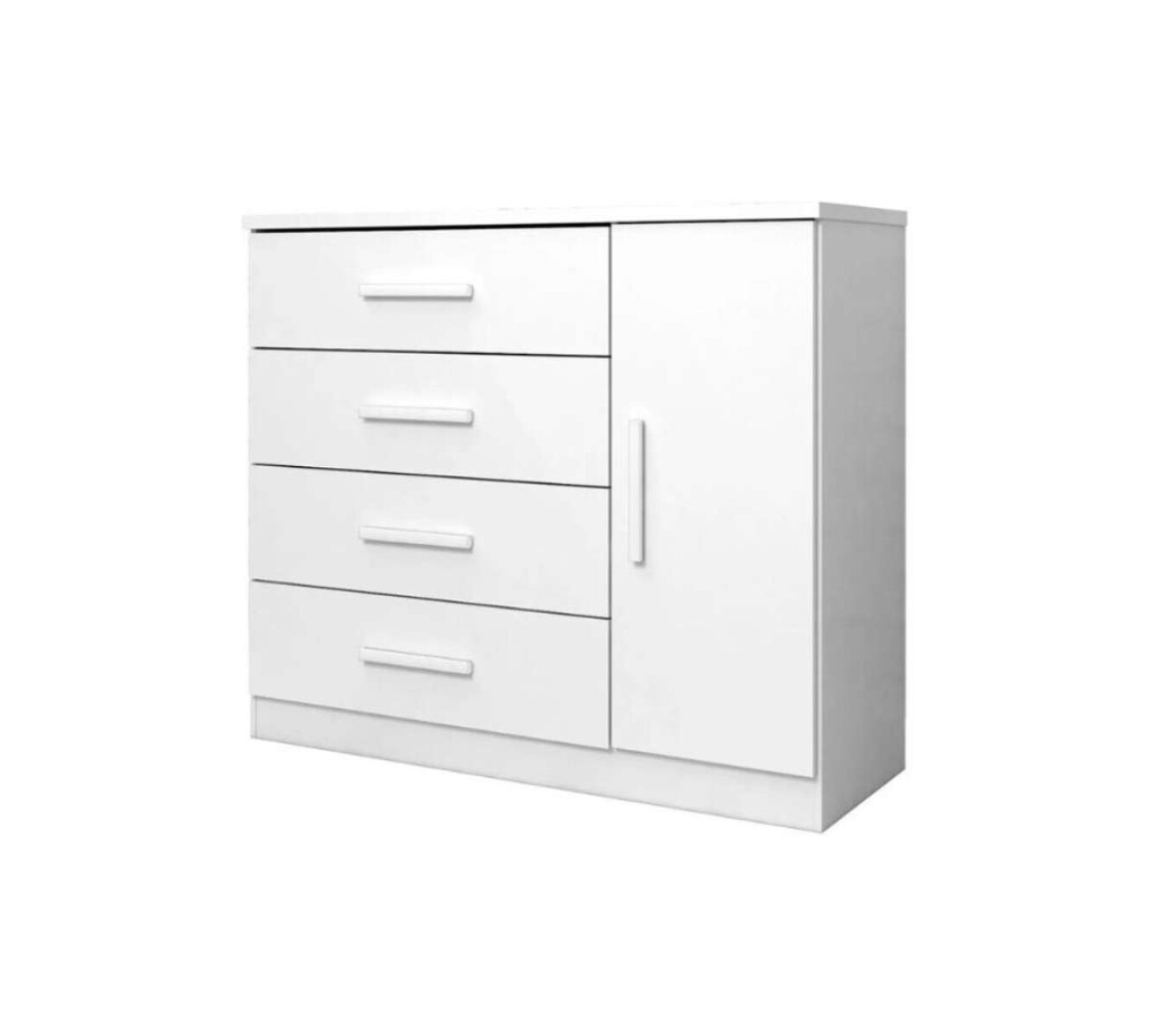 Comoda Zapatera Genova Plus 1 Puerta 4 Cajones - Blanco 