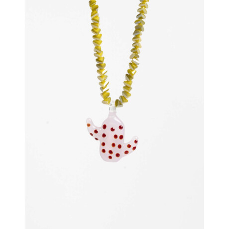 Collar Corto Beads Dije Cactus Rosa Claro