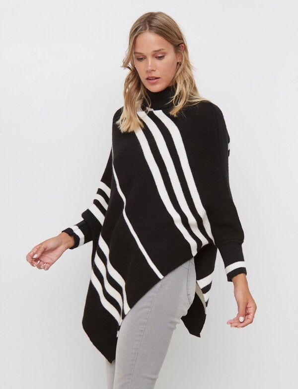Poncho Lineas NEGRO/BLANCO