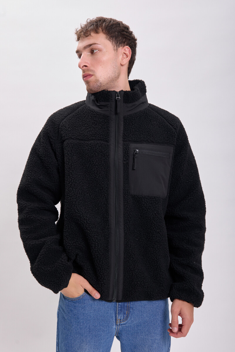 Campera sherpa Negro
