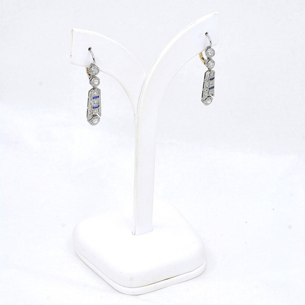 Caravanas Antiguas Oro 18K Brillantes Y Zafiros Caravanas Antiguas Oro 18K Brillantes Y Zafiros