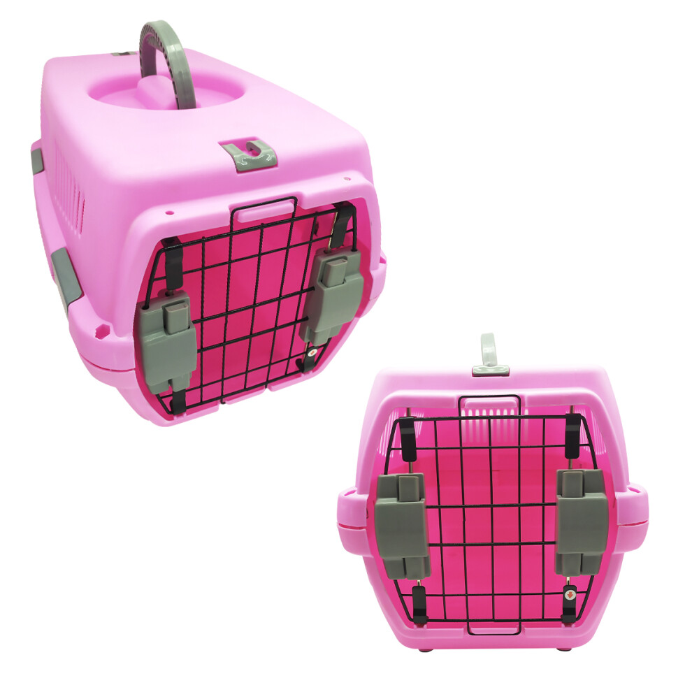 Transportadora Jaula Canil Chica Perros Gatos 46x27 Cm Color rosa