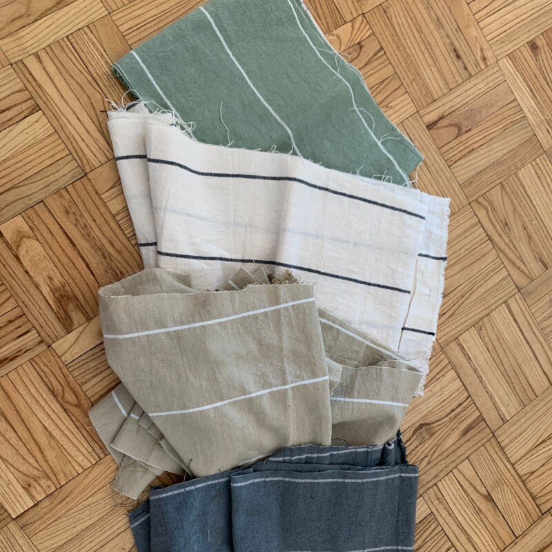 Tusor Super Ancho Raya Fina Blanca Fondo Tomillo