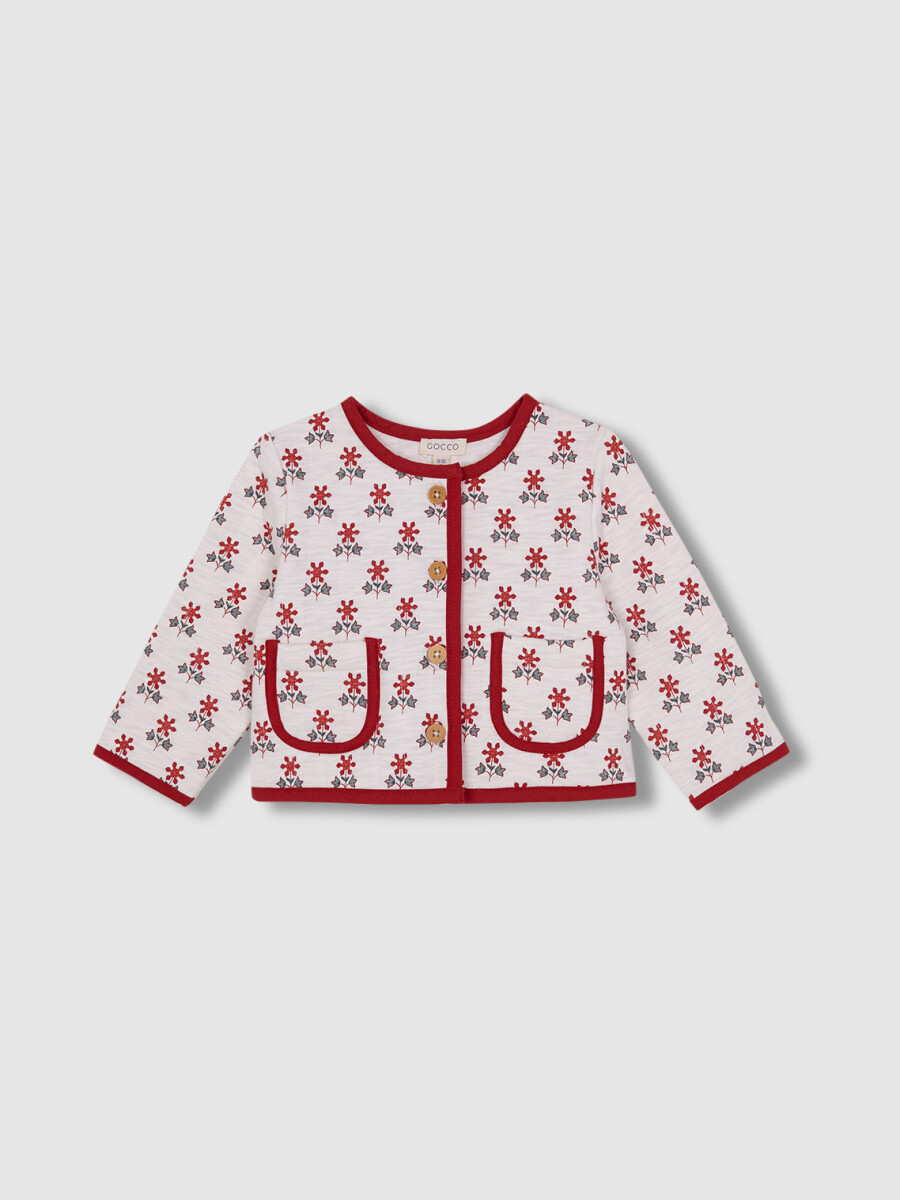 Sudadera Acolchada Estampada Blanco Roto
