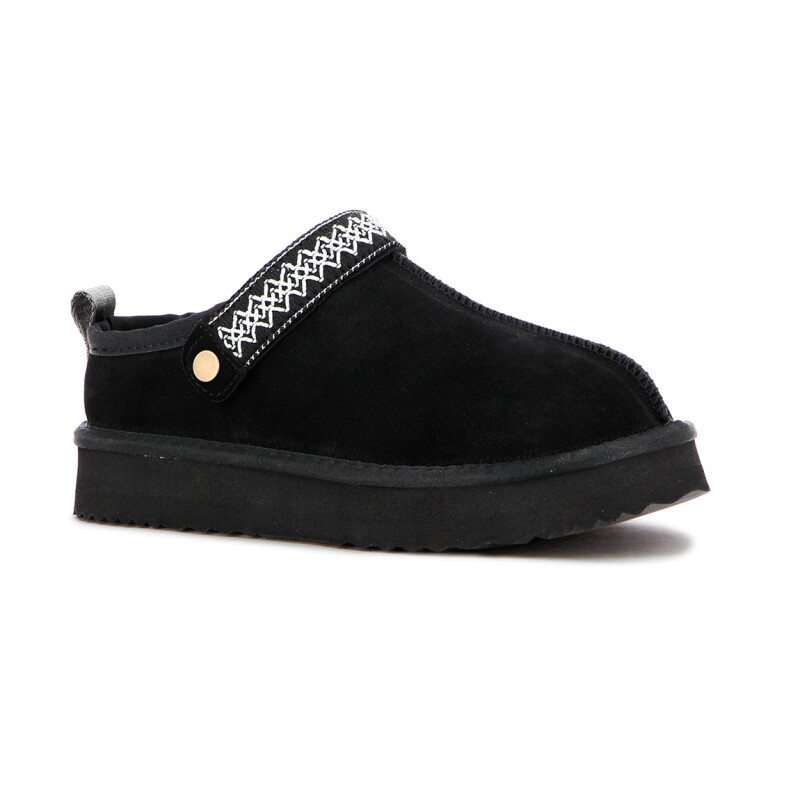 Country Zapato Pantufla Cuero / Peluche - Dama - Negro Negro