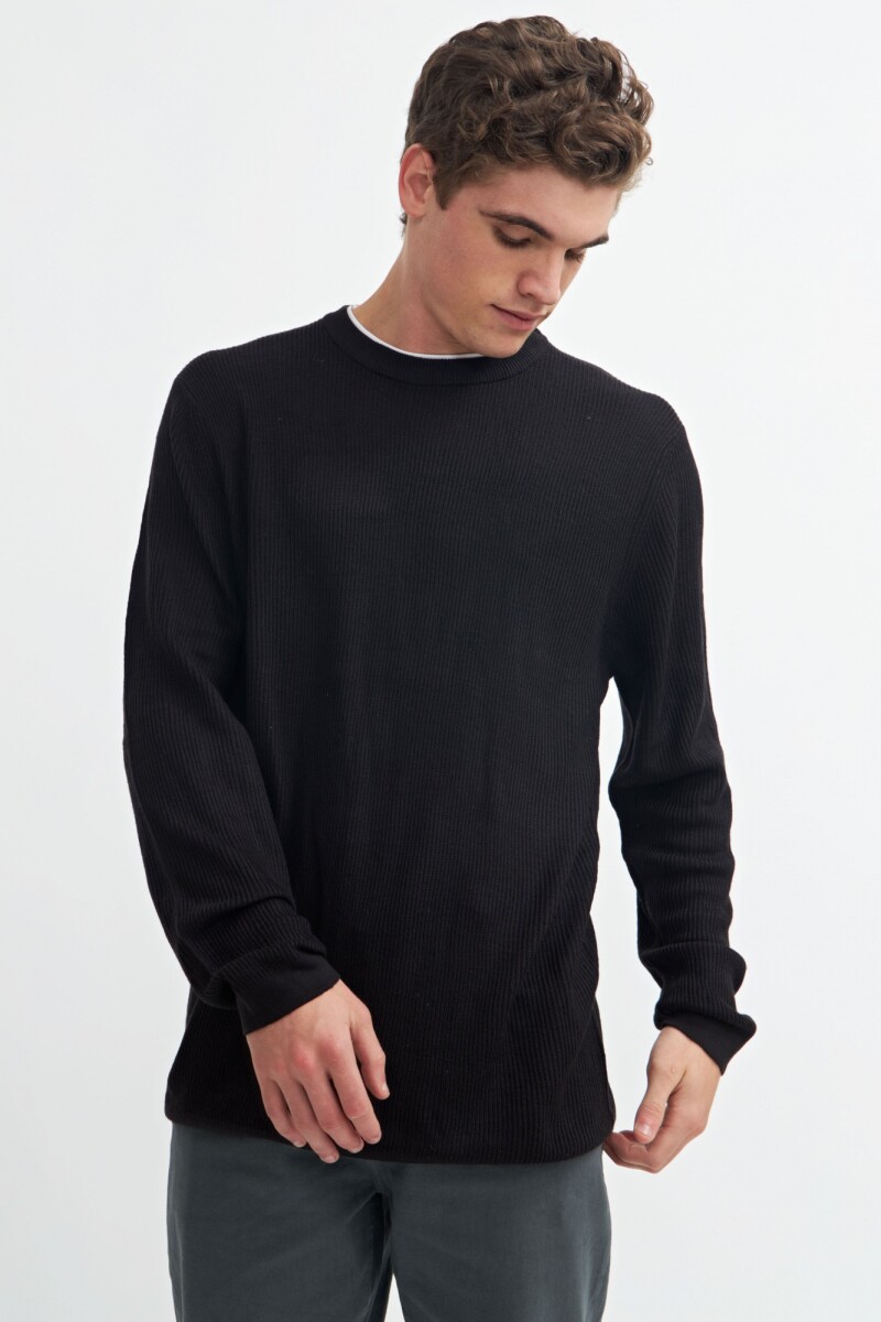 Sweater cuello redondo - NEGRO 