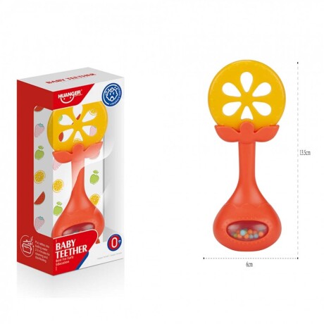 Mordillo Mordedor y Sonajero Silicona Plástico Bebé Huanger Naranja