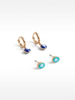 Set De Pendientes Ojos Esmaltados azul