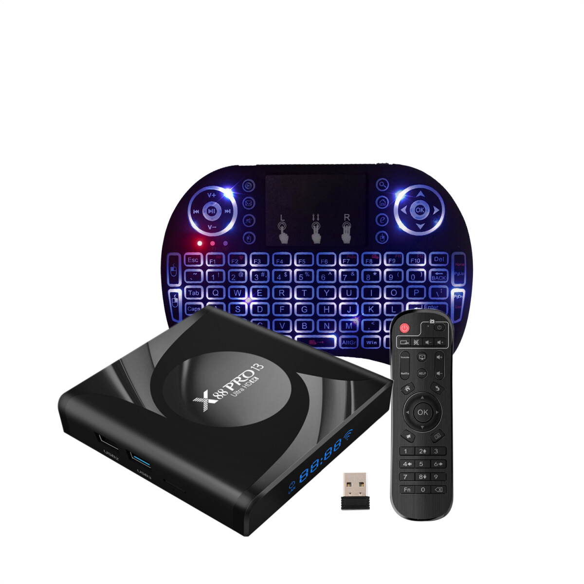 Smart Tv Box Gravity X8 Plus 4k 4/32 Gb + Mini Teclado Inalámbrico - COMBO TV BOX X88PRO 4/32 + TECLADO SMART 