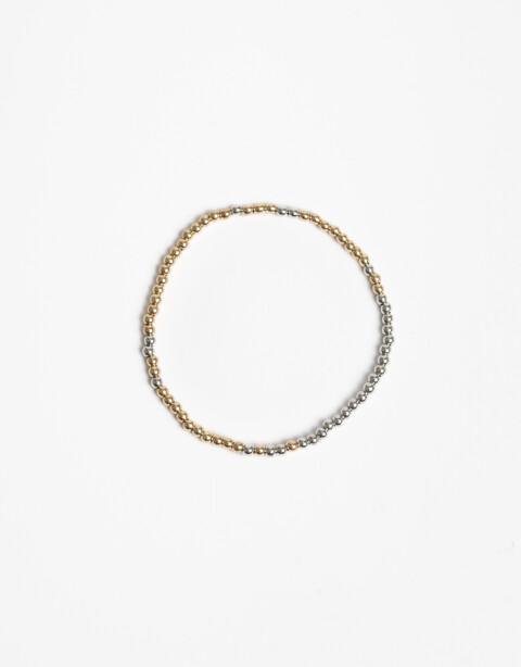 Pulseras Elásticas Metal Pulsera Elástica Beads Biplating - Dorado