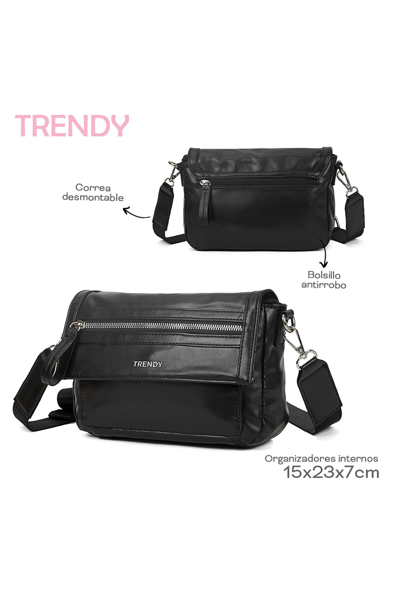 Bandolera con bolsillo frontal Negro