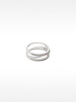 Anillo Efecto Triple Y Circonitas plateado