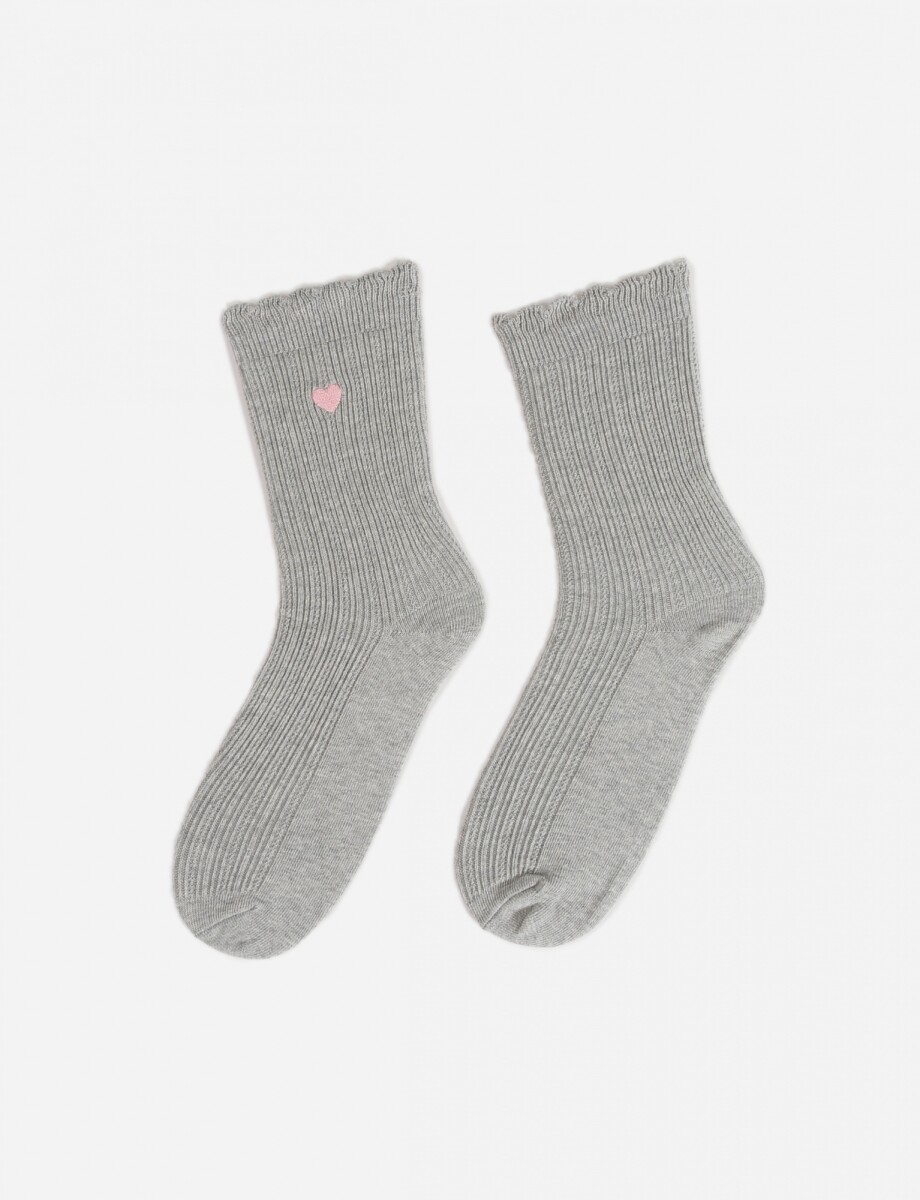 Medias cora bordado - gris 