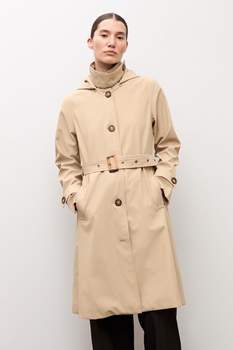 Trench clásico capucha desmontable beige
