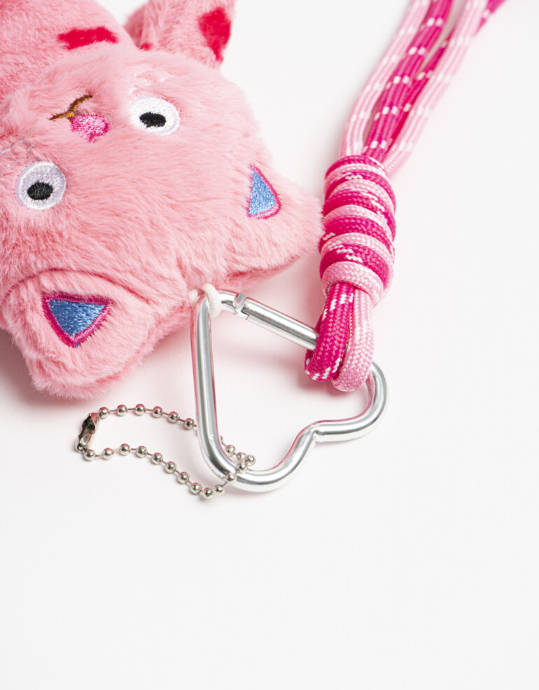 Llavero Cozy Bag Charm Gato De Peluche - Rosa Claro