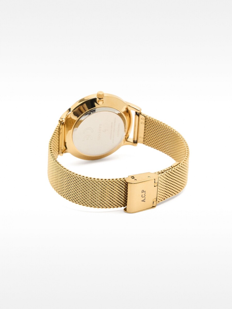 Reloj Pulsera De Malla Metálica De Acero dorado