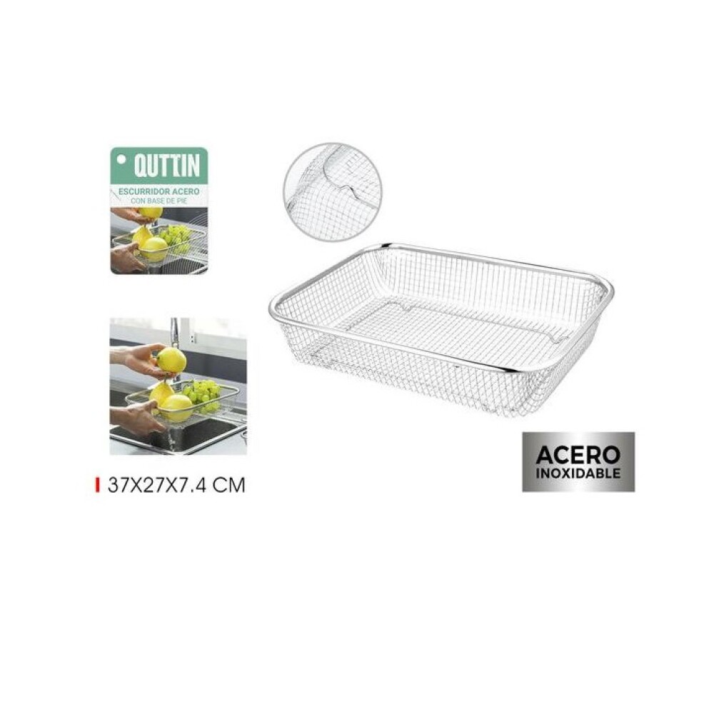 Escurridor Rectangular Quttin de Acero Inoxidable 37x27x7,4 cm IN ESCURRIDOR ACERO RECTAN.37X27X7.4CM QUTTIN
