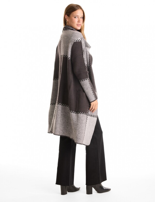 Cardigan Largo Patchwork NEGRO/GRIS