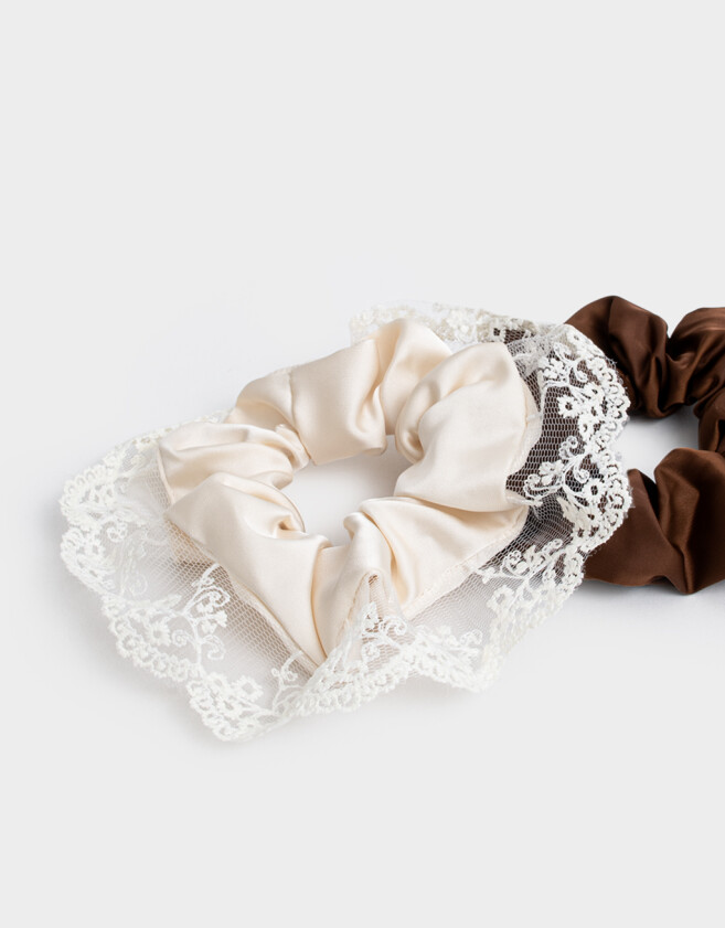 Skunzies De satén Set De Scrunchies - Combinacion Bicolor