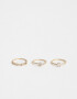 Sets Anillos Premium Gold Set De Anillos Oro Zirconia - Dorado