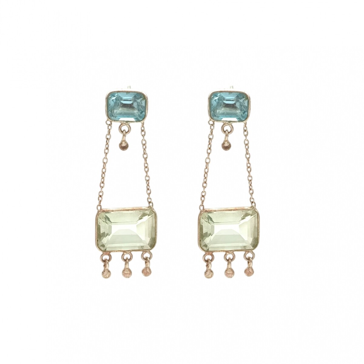 Caravanas Leonor-Plata rodinada 925-Piedra Prasiolita verde y topacio azul-CA2001 - conpiedra 