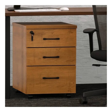 Cajonera con Llave de Madera Melaminico x3 cajones Marron