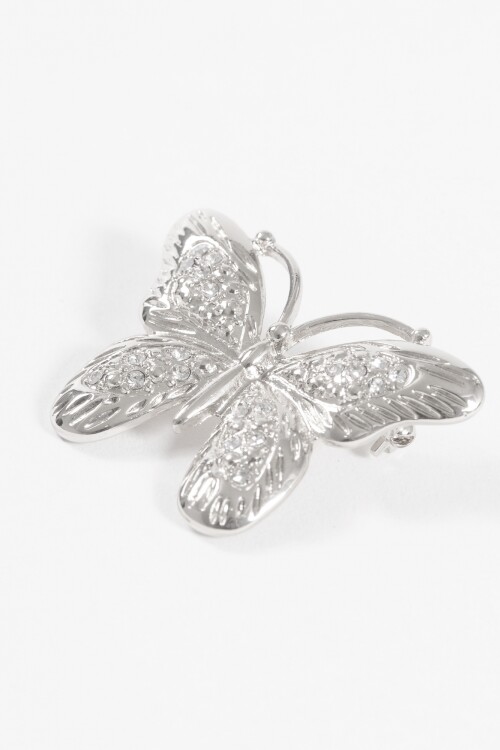 Broche prendedor mariposa plateado