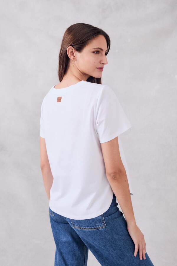 Remera Algodon Peinado Blanco