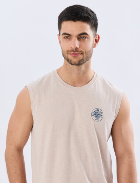 MUSCULOSA ESTAMPADA DE ALGODÓN Beige