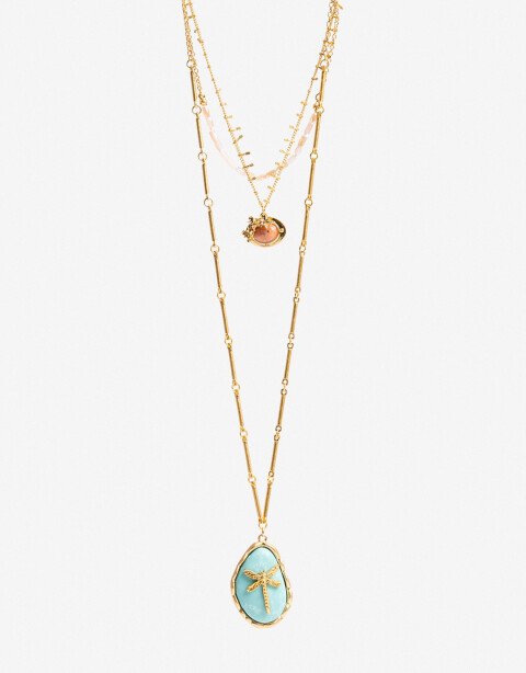 Collares Largos Color Collar Largo Layer Piedra - Combinacion Multicolor