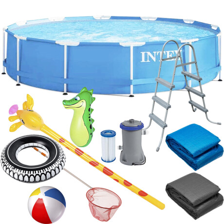 Piscina Intex Estructural 16805 L + Bomba + Regalos Azul