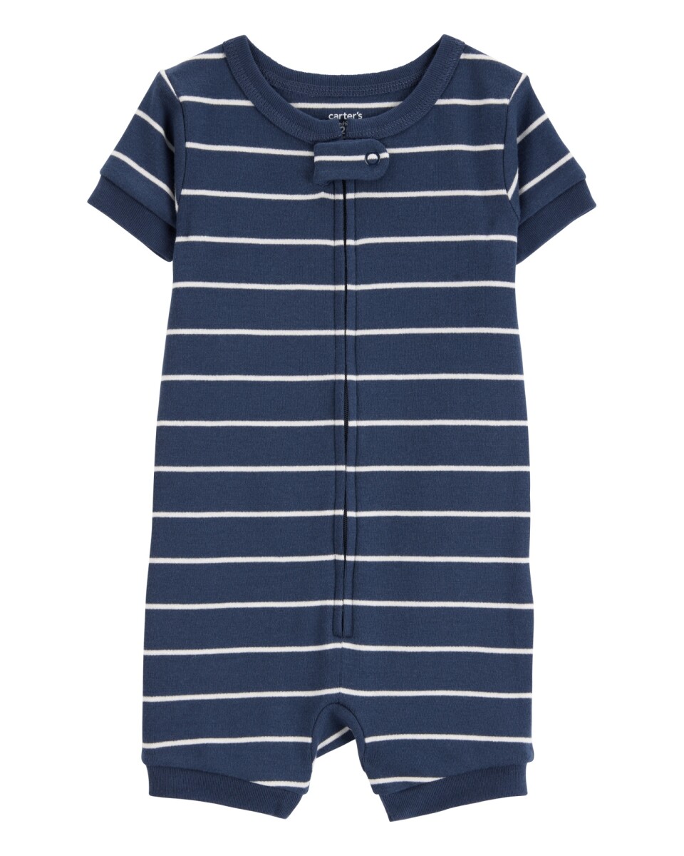 Pijama corto una pieza de algodón, diseño a rayas 