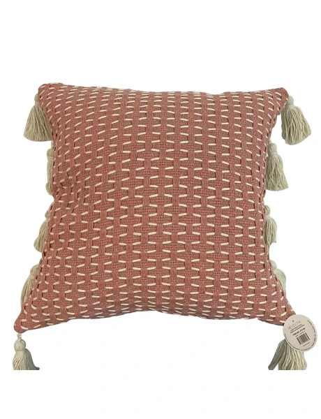 ALMOHADON TEJIDO C/BORLAS 45x45CM ROSA ALMOHADON TEJIDO C/BORLAS 45x45CM ROSA