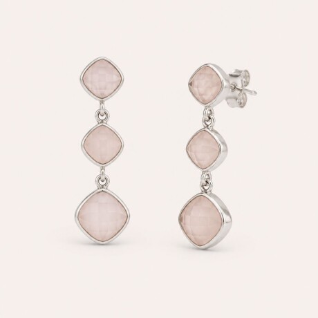 Caravanas Caribe Cuarzo Rosa - Plata 925 Caravanas Caribe Cuarzo Rosa - Plata 925