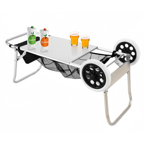 Carrito Mesa De Playa Portátil Aluminio Sillas + Accesorios Negro